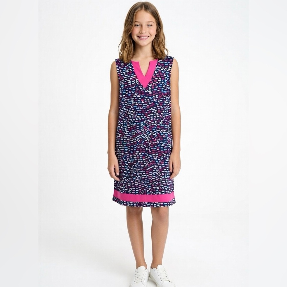 Vineyard Vines Blue and Pink Sheath dress girls sz 12